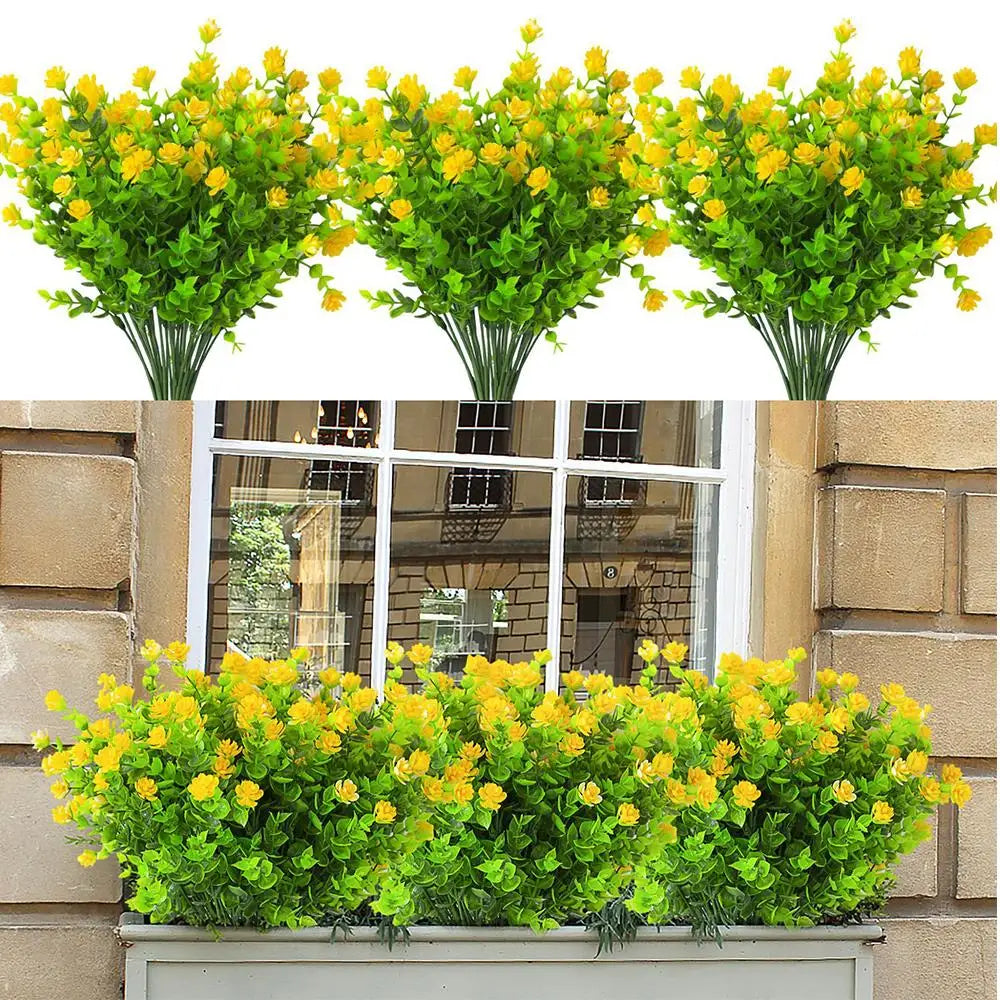 1 Bundle Artificial Flowers Outdoor UV Resistant Shrubs Plants Fake Flower Greenery for Office Kitchen Wedding Garden Decor
