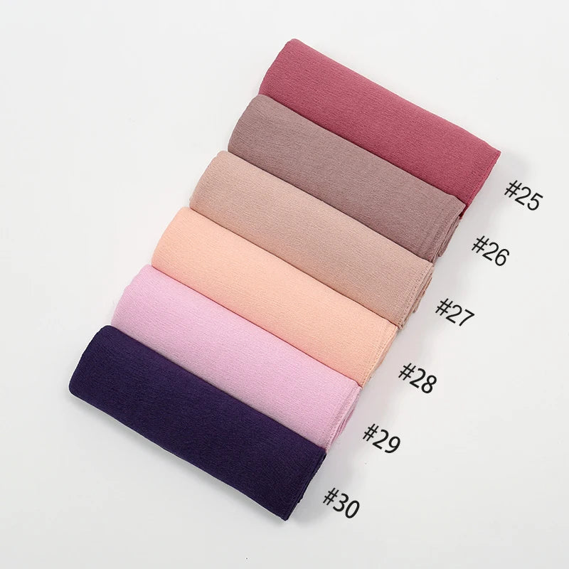 New Crinkle Rayon Hijab For Women Muslim Scarf Long Shawls Solid Islamic Turban Headband Heascarf Wraps Ramandan Headband
