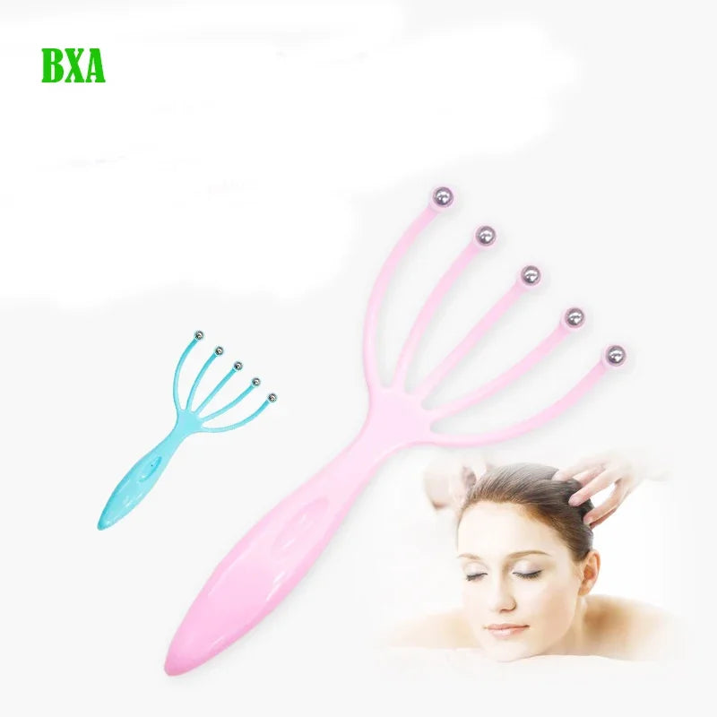 Soft Handheld Head Scalp Massager Neck Ball Comb Roller Five Finger Claws Steel Relax SPA Hair Care for Scratching Head Relief