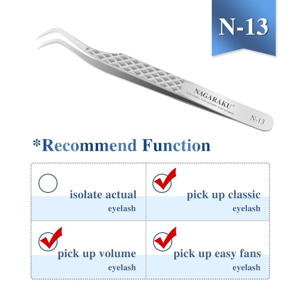 NAGARAKU Eyelash Extension Tweezers Makeup Stainless Steel Eyelash 3D accurate Clip