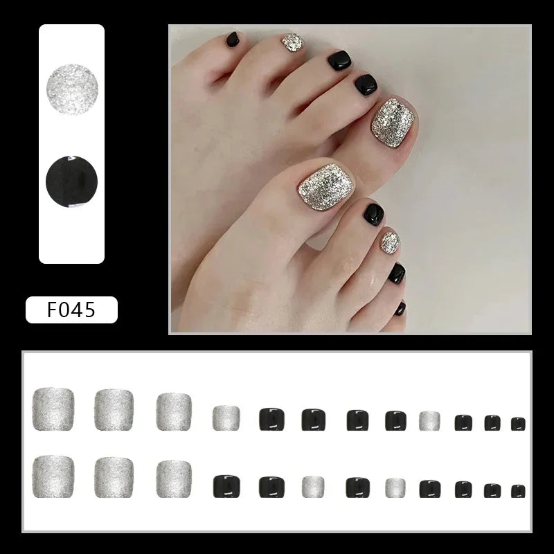 Simple French Press on Nails Fake Nails Tips with Sticker False Toenail Design Butterfly Lovely Girl False Toenail