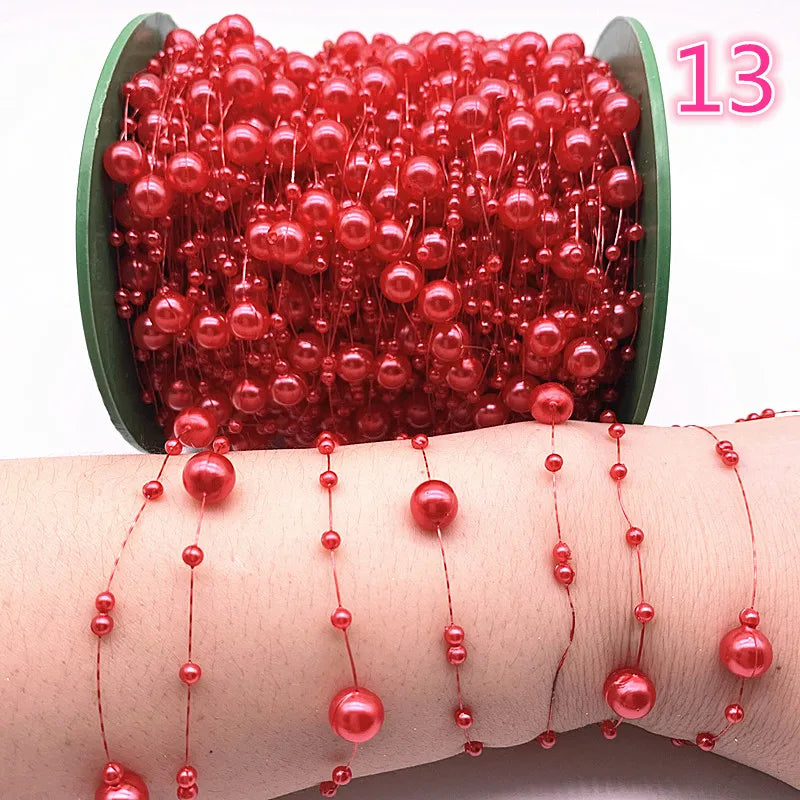 NEW 5yards Fishing Line Artificial Pearls Flower Beads Chain Garland Flowers Wedding Party Decoration Diy