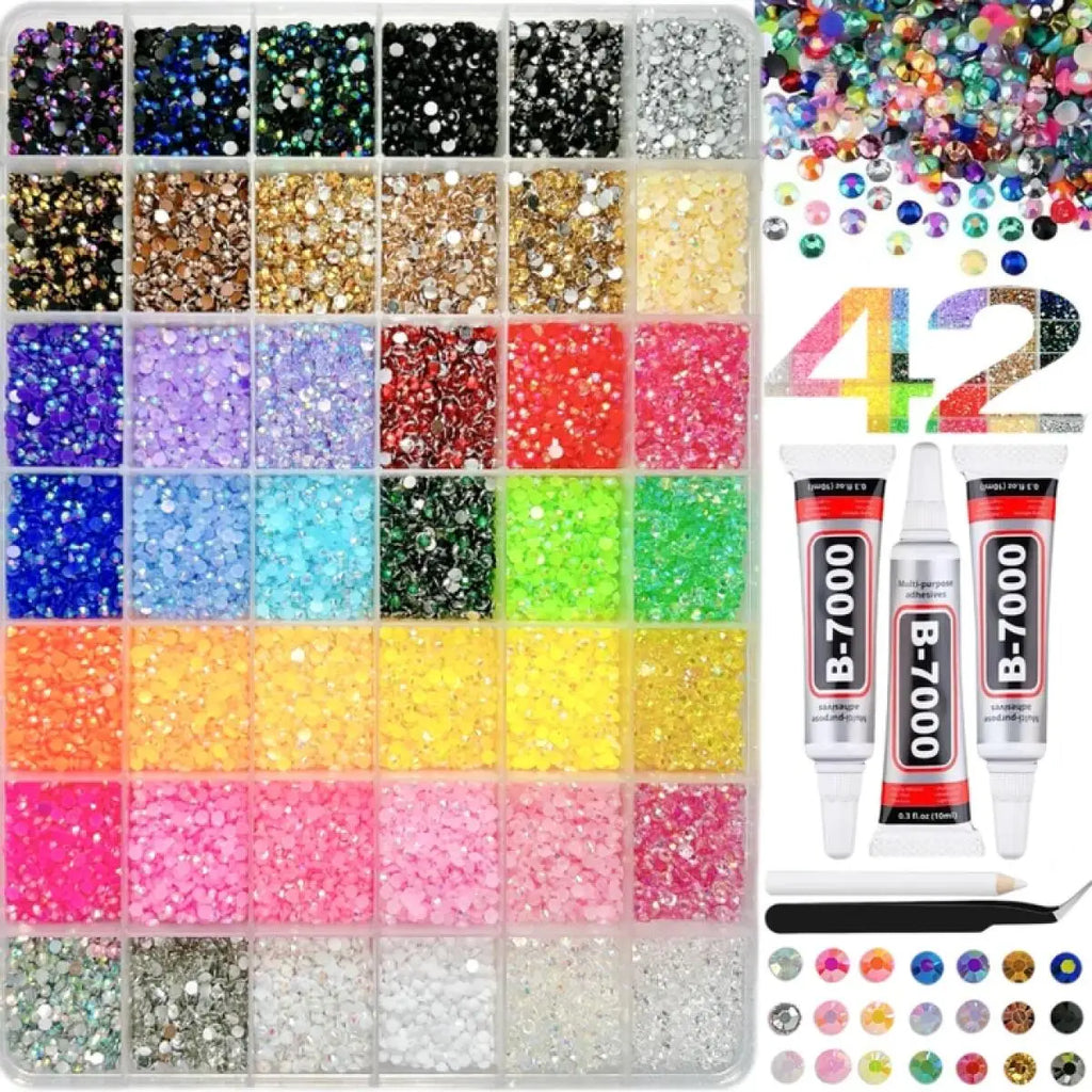 1Box/1Set Hot Selling Flash Nail Rhinestones Bedazzling Kit 3mm Multi-style Colorful Resin Nail Diamond Jewelry DIY Nails Parts