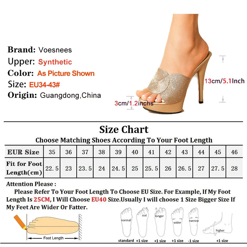 13CM High Heels Mules Thick Platform Slippers For Woman 2025 New Designer Sandals Europe And America Style Summer Party Shoes