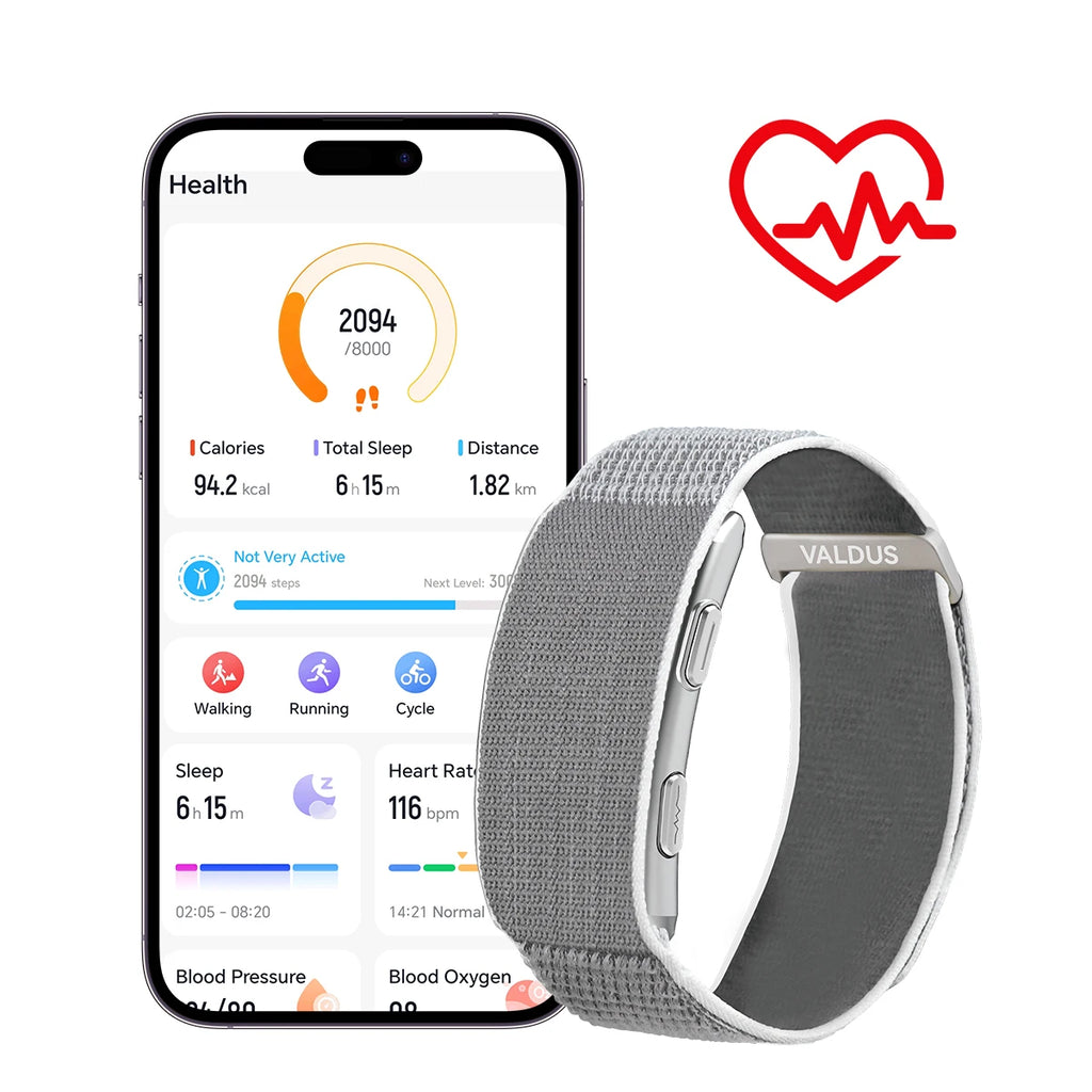 VALDUS Long Batterylife VITRO Smart Screenless ECG Health Care Heart Rate HRV Activity Fitness Tracker Band Smart Bracelet