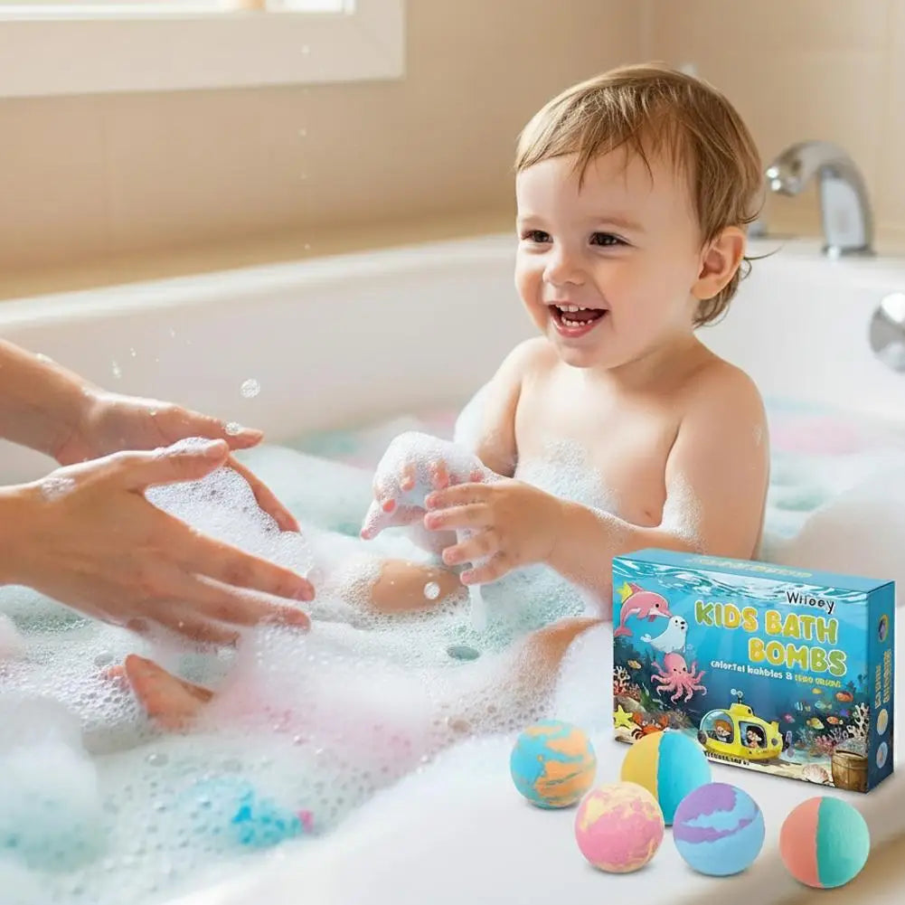 New 6pcs Bath Bombs Set For Kids Handmade Natural Mega Bubbles Surprise Funny Skin Friendly Bubble Bathing Kit Ocean Toys Gift ﻿
