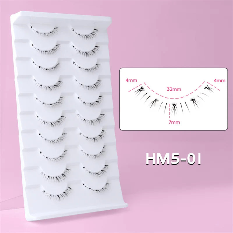 10Pairs Lower Eyelashes Pack Under Eye Lashes Soft Lower Eyelashes 100% Handmade Clear Band Manga Bottom Lashes Makeup Tools