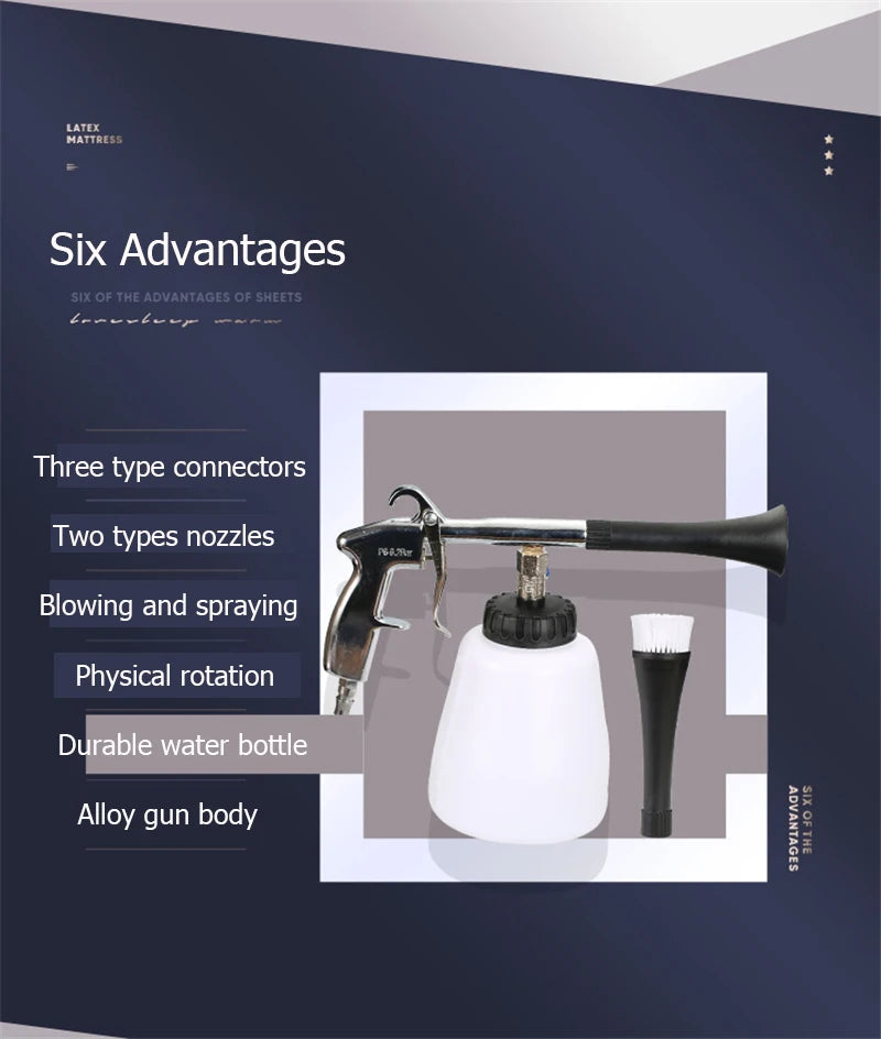 High Pressure Car Washer Dry Cleaning Gun Dust Remover Automobiles Water Gun Deep Clean Washing Tornado Cleaning Tool