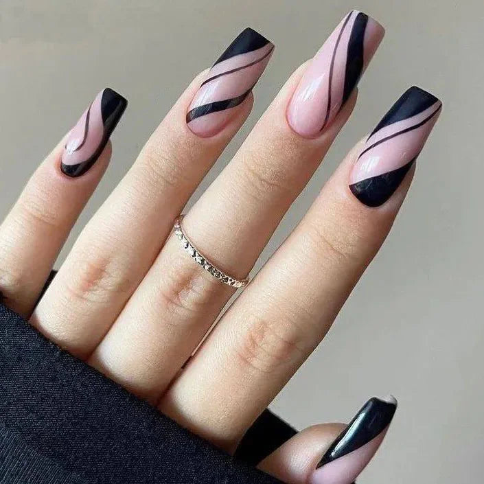 24Pcs/Set Love Ballerina Press on Nails Sets Free False Nails Adhesive Full Cover Artificial Art Fake Nail Professional Material
