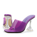 Liyke 2026 New Transparent Crystal Clear Heels Women Slippers Candy Color PVC Shoes Female Mules Slides Summer Sandals Size 46