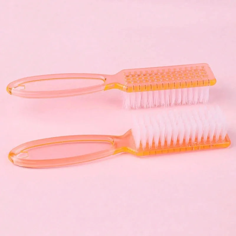 2pcs Nail Brush Cleaning Remove Dust Powder Plastic Cleaner for Acrylic UV Gel Nails Art Manicure Nail Care Accessories