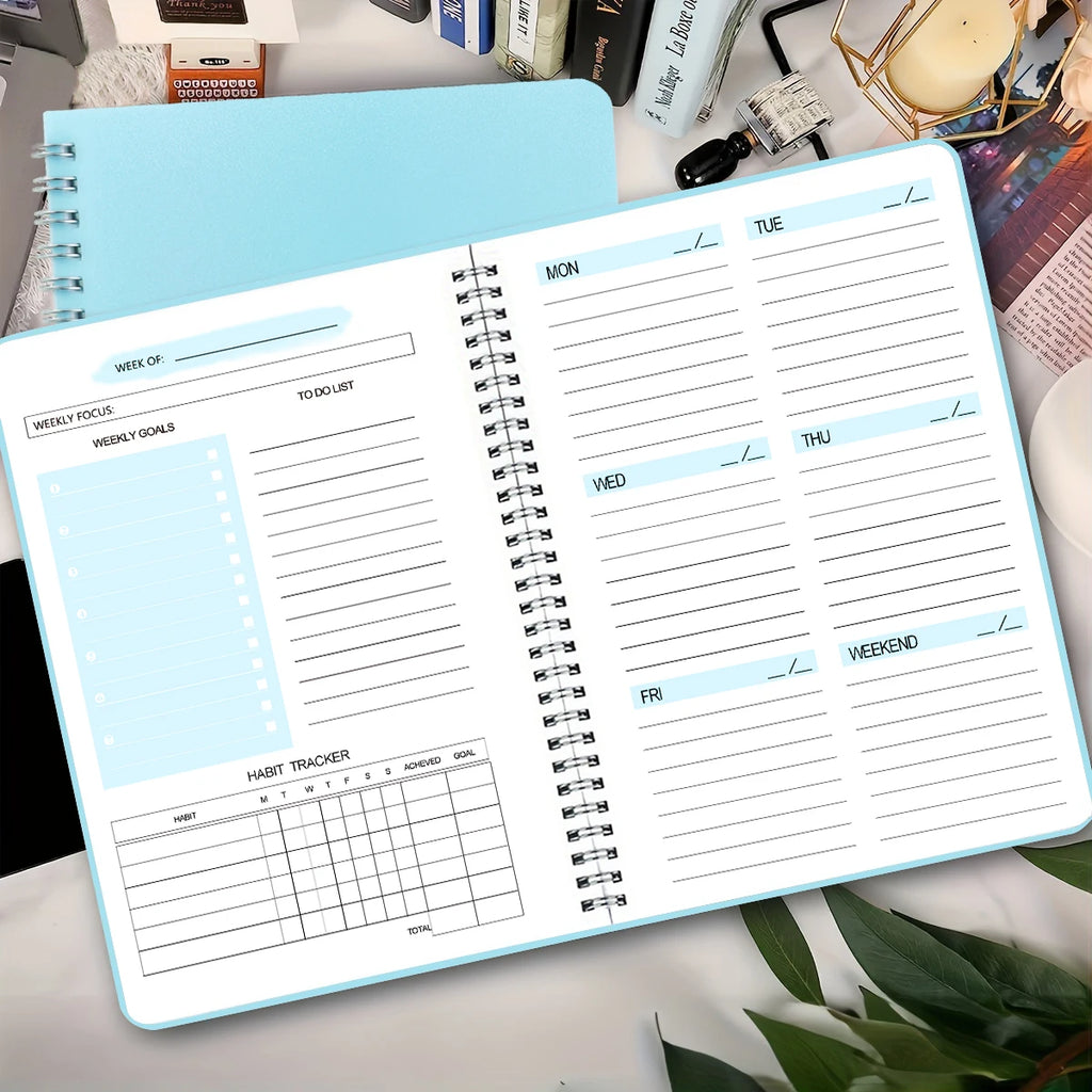 52 Weeks Weekly Planner Notebook A5 Undated Spiral Agenda Daily Student Schedules Journal Stationery Office School Supplies