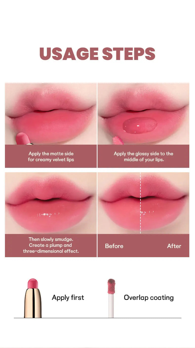 10-Color Double-Headed Lipstick Lip Gloss Moisturizing and Durable Matte Lip Gloss Color-Producing Liquid Lipstick For Makeup