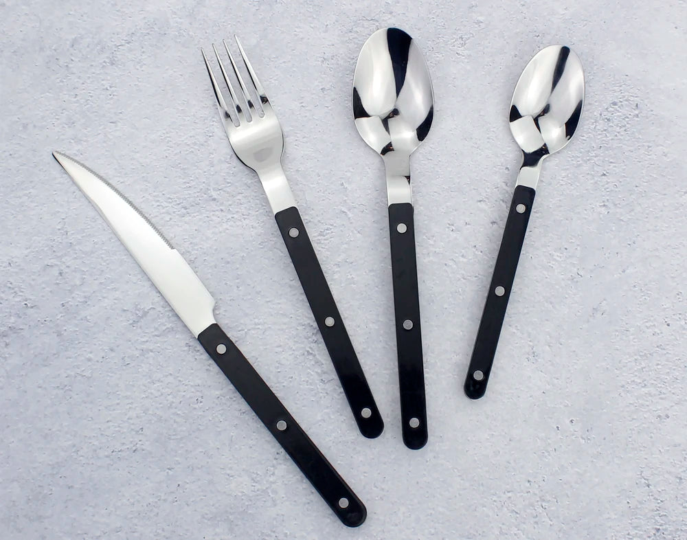 Fashionable Design Top Mirror Polishing Cutlery Sets Stainless Steel 18/8(304) ABS Handle With Rivets Silverware Set For Kitchen