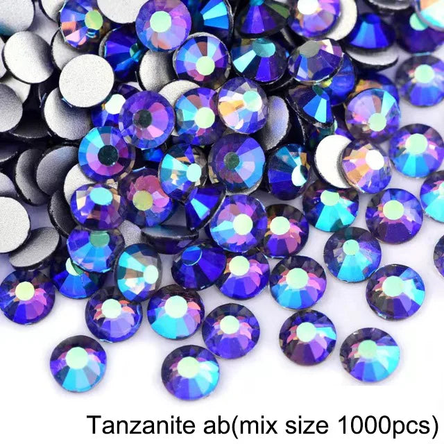 1440Pcs/Pack Flatback 3D Glass Swarovsky DIY Nails Rhinestones Art Decoration Shiny Crystal Stones Gems Manicure
