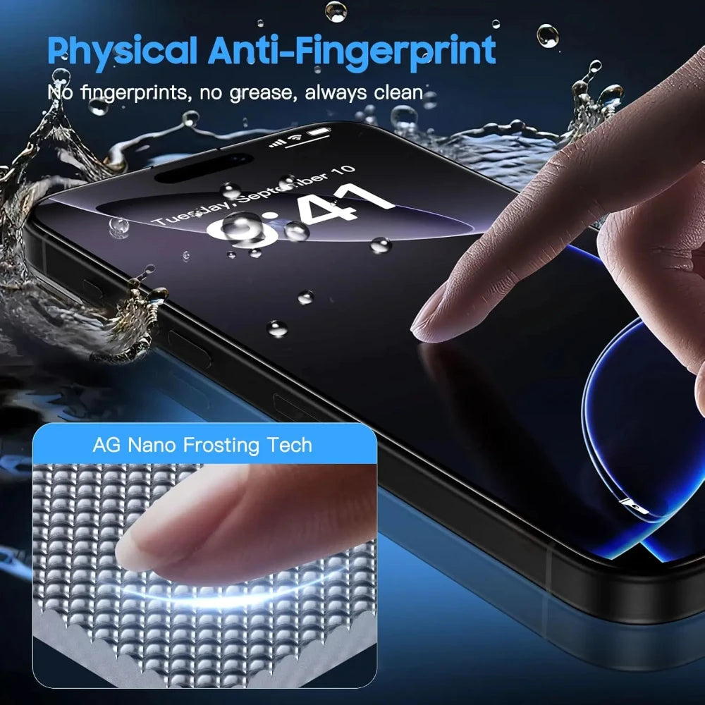 NNBILI 3pcs Full Cover Matte Privacy Screen Protector For iPhone 17 16 15 14 13 12 11 Pro Max Plus Mini X XS Anti-Peeping Glass