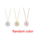 1pc Heart Shaped Four Leaf Clover Pendant Necklace Jewelry Zircon Women Love Clavicle Chain Gifts Openable ChokerJewelry