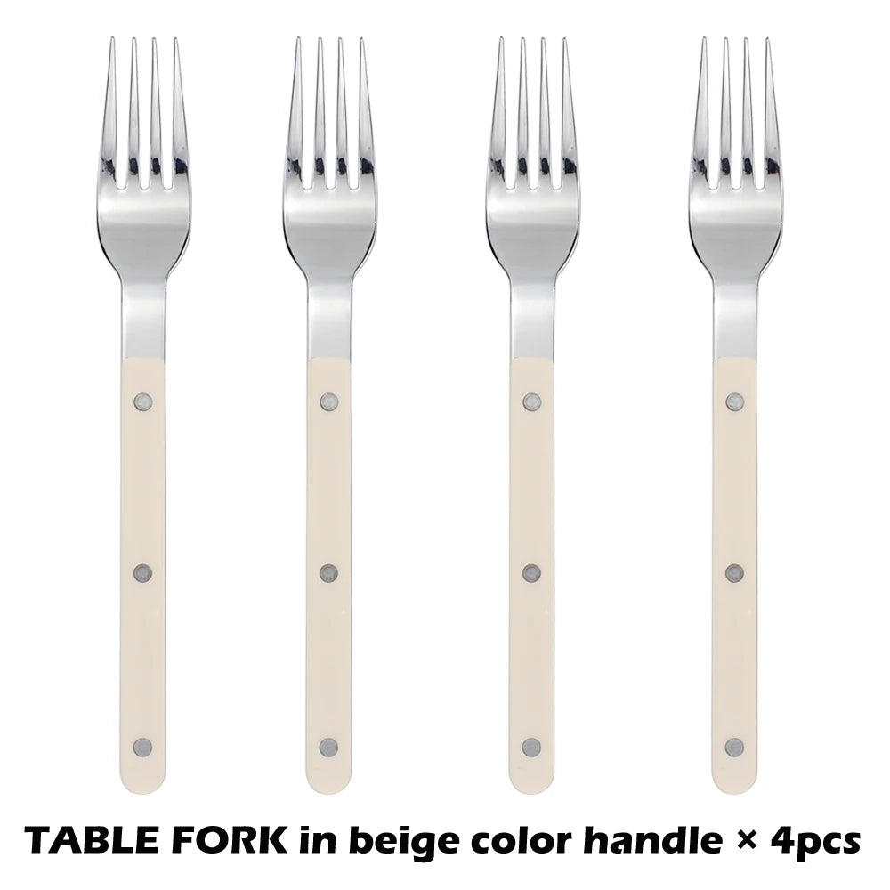Fashionable Design Top Mirror Polishing Cutlery Sets Stainless Steel 18/8(304) ABS Handle With Rivets Silverware Set For Kitchen