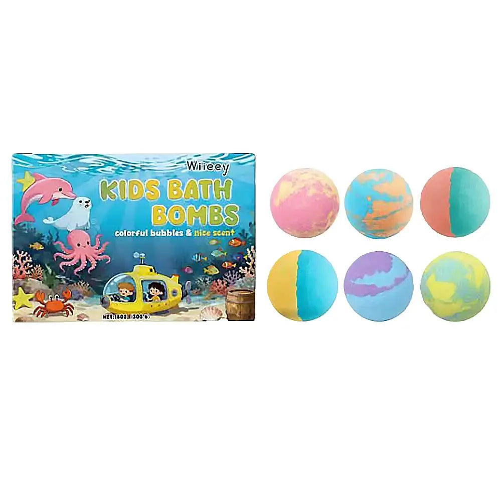 New 6pcs Bath Bombs Set For Kids Handmade Natural Mega Bubbles Surprise Funny Skin Friendly Bubble Bathing Kit Ocean Toys Gift ﻿