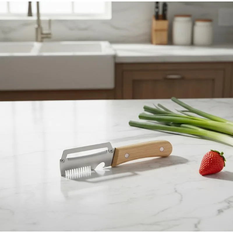 Multipurpose Vegetable Peeler Stainless Steel Kitchen Tool Wooden Handle Cutter For Scallion Potato Fruit Asparagus Winter Melon