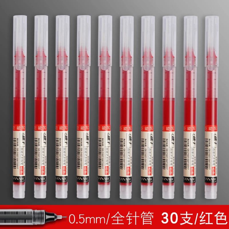 10Pcs/set High Quality Needle Type Gel Pens Straight Liquid Ballpoint Pen Kawaii Stationery School Office Supplies Writing