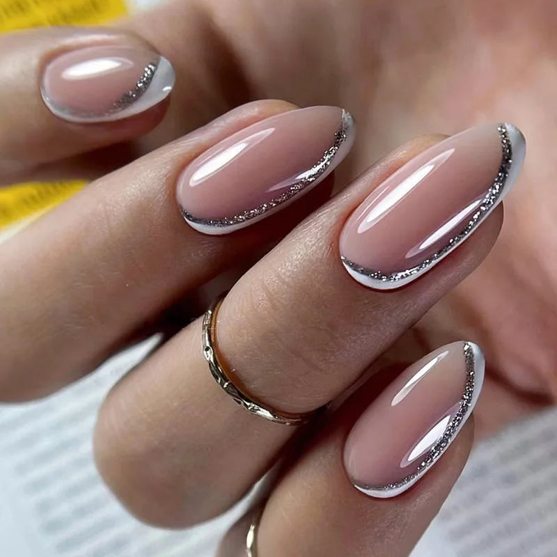 24Pcs/Set Love Ballerina Press on Nails Sets Free False Nails Adhesive Full Cover Artificial Art Fake Nail Professional Material