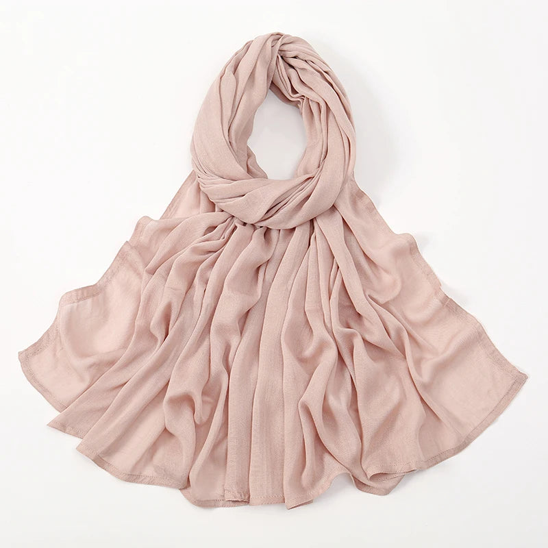 New Muslim Hijabs for Women Scarf Thin Plain Shawls Femme Musulman Soft Viscose Rayon Headscarf Islamic Turban Headband 190x85cm
