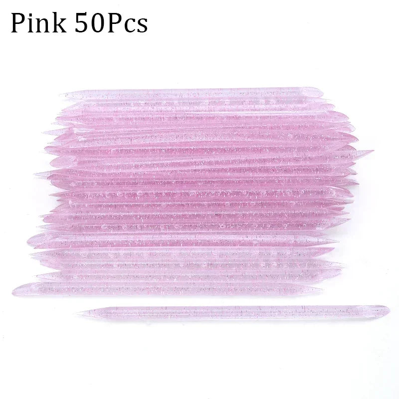 50/100 Pcs Reusable Double-Ended Cuticle Tool - Crystal Nail Art Pusher for Manicure & Pedicure