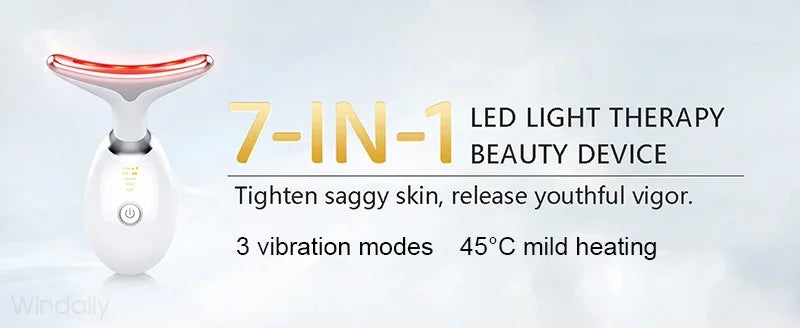 7 Colors Face Neck Massager Facial Lifting Device Skin Tightening Anti Wrinkle Vibration Machine Daily Skin Care Beauty Tools