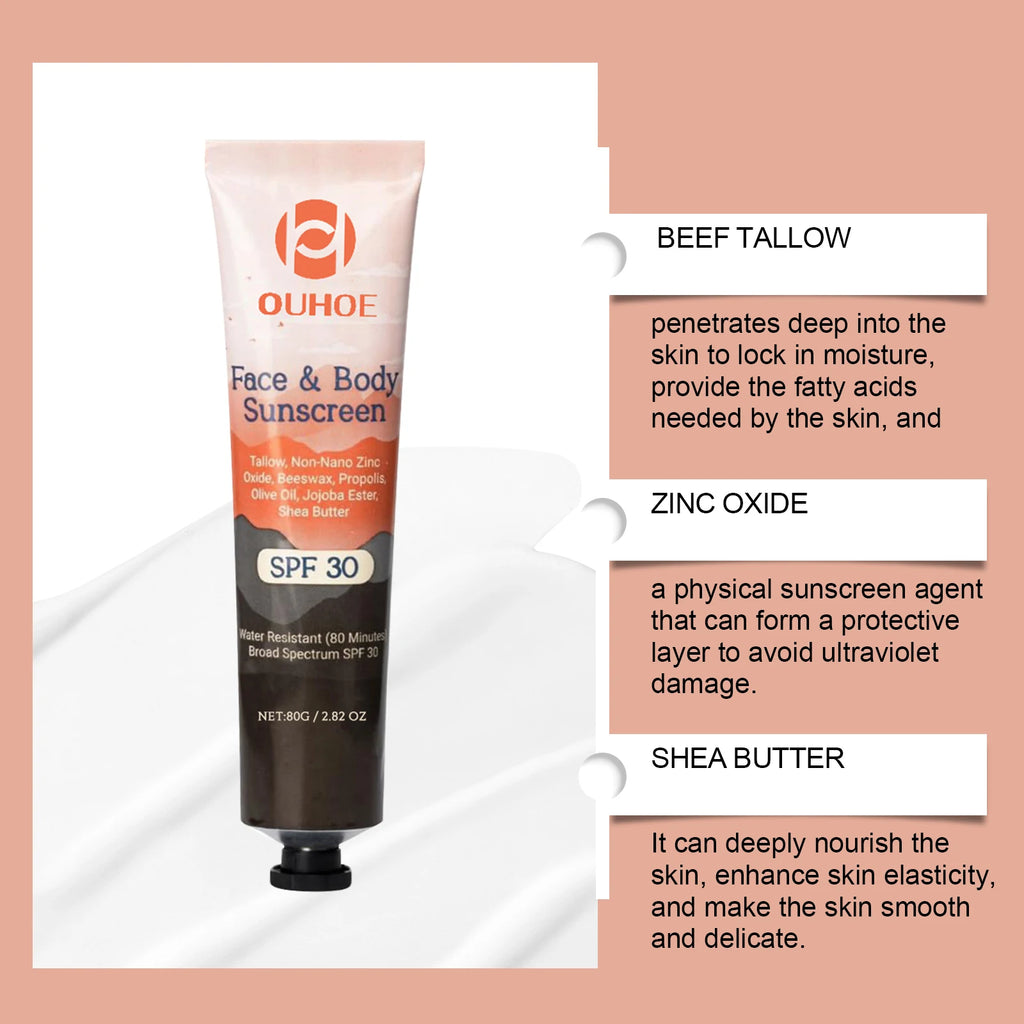 Facial Body Sunscreen UV Protection Waterproof Oil Control Sunblock Moisturizing Brightening Refresh Summer Anti Sunburn Spf30+
