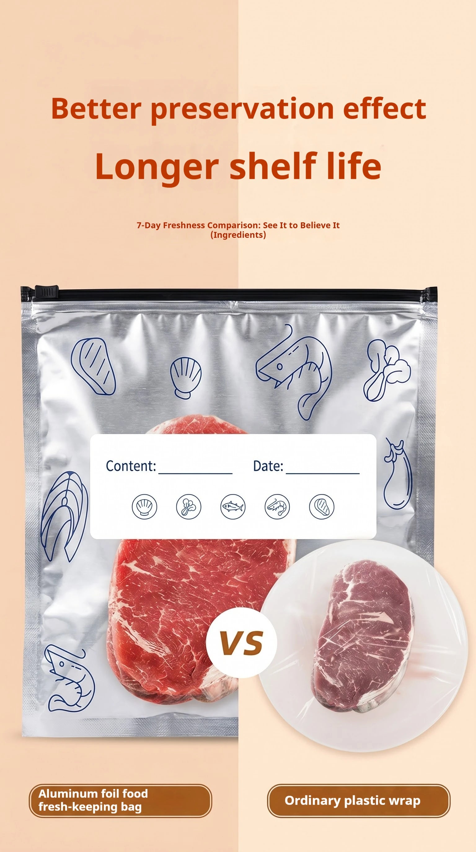 60pcs Aluminum Foil Food Sealable Storage Bags, Freezer Bags, Up Sealable Bags with Label And Zip Lock, Zip Seal Food Bags