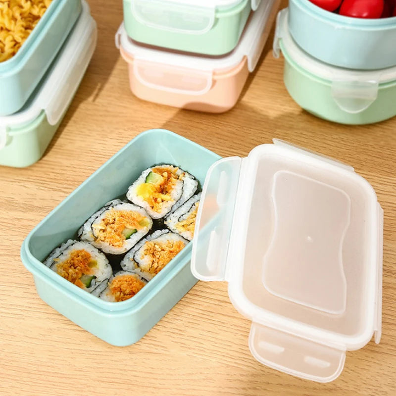 Mini Refrigerator Crisper Small Lunch Box Plastic Airtight Jar Storage Box Round Kitchen Insulated Lunch Box Organizer Snack Box