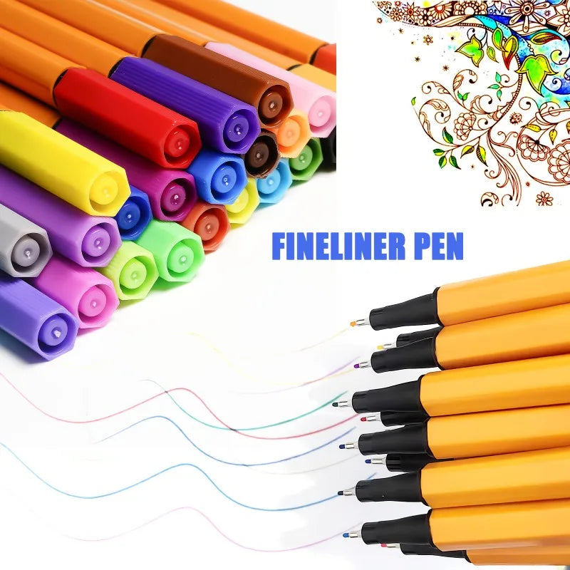12/24pcs Colorful Fine Liner Pen Set,Waterproof Color Markers for Drawing, Office Notes,School Stationery Gift，Classroom Marking