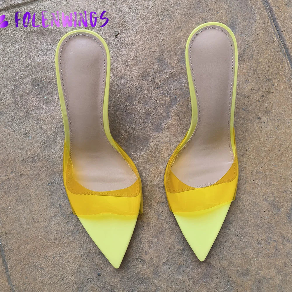 2026 Peep Toe Sexy Summer Women's Mules Pump Sandals Elegant Chic Super Thin High Heels Office Lady Party Shoes Slipper Sandals