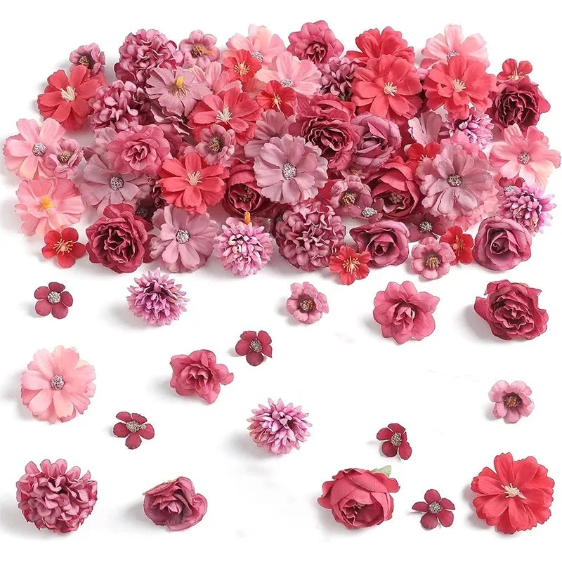 1Bag Artificial Flower Head For Home Room Wedding Decoration Handmade Craft Wreath Christmas Tree Decor 2025 Navidad Supplies