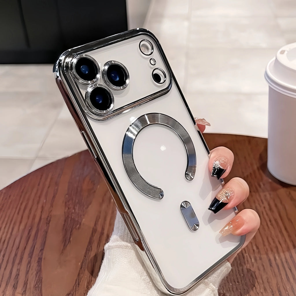 Camera Protection Clear Luxury Plating Cover Soft TPU  Drop Protective With Magnetic Phone Case For iPhone17Pro Max/17Pro/Air/17