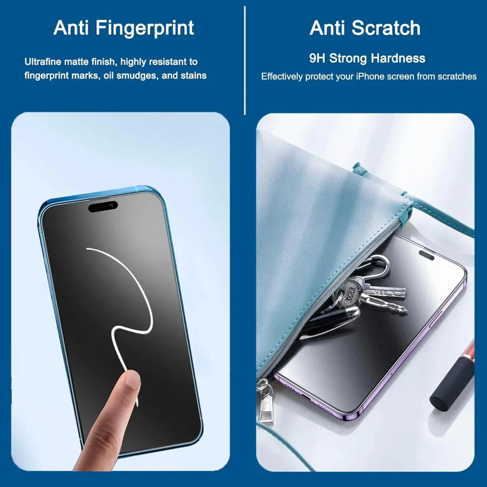 NNBILI 3pcs Full Cover Matte Privacy Screen Protector For iPhone 17 16 15 14 13 12 11 Pro Max Plus Mini X XS Anti-Peeping Glass