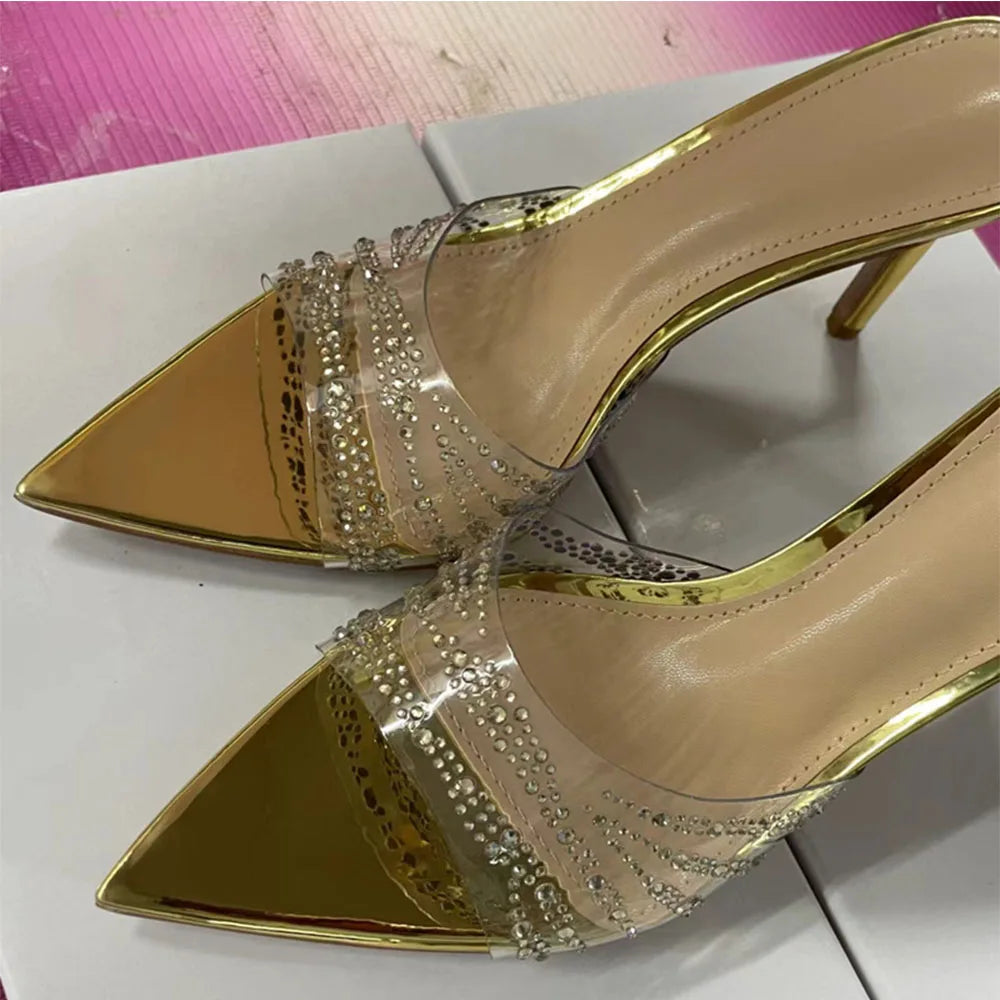2026 Peep Toe Sexy Summer Women's Mules Pump Sandals Elegant Chic Super Thin High Heels Office Lady Party Shoes Slipper Sandals