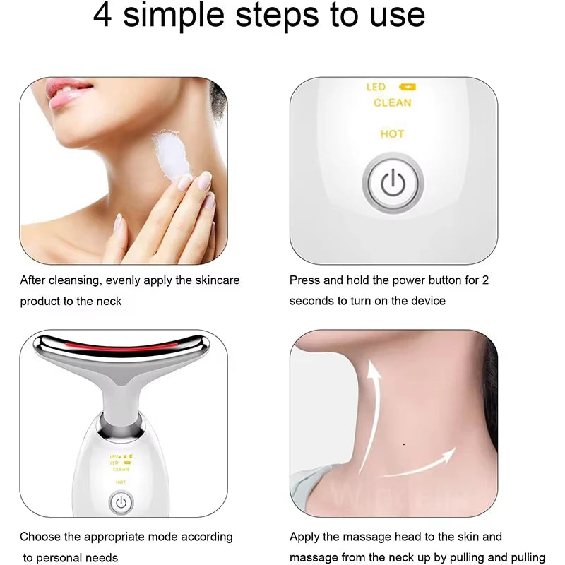 7 Colors LED Lights Face Neck Beauty Device Vibration Massage Improve Neck Lines Face Lifting Machine for Wrinkles, Double Chin2