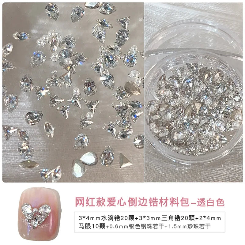 50PCS 3D Mini Zircon Nail Art Rhinestone Crystal Diamond Accessories For Glitter Manicure Nails Decoration Supplies Material