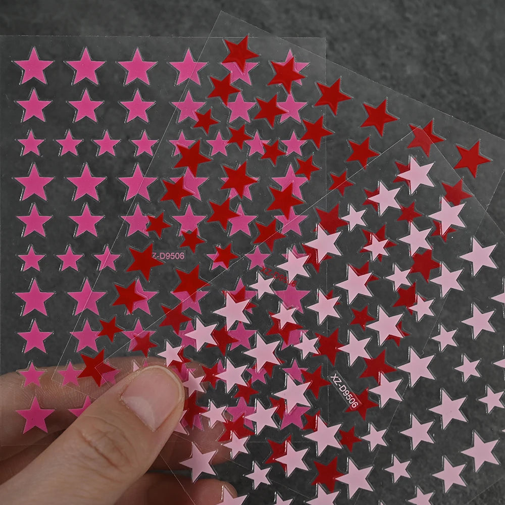 8Pcs/Set 3D Y2K Stars Nails Stickers 8-Colors Pentagram Self-Adhesive Nail Decals Five-point Stars Manicure Decoration Sliders 2