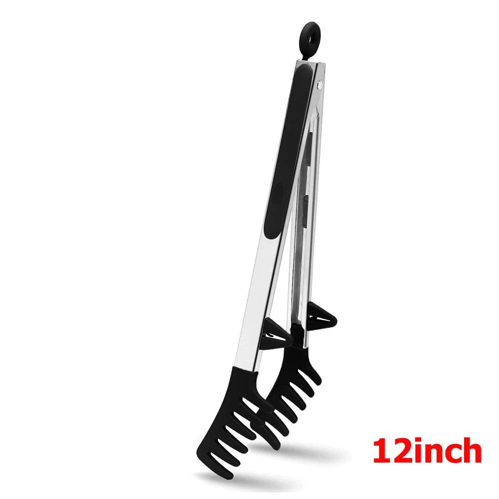 LMETJMA Kitchen Tongs Silicone Food Tongs Non Stick Cooking Serving Tongs For BBQ Salad Steak Pasta Spaghetti Noodles JT302