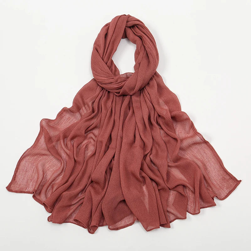 New Arrival Crinkle Rayon Hijab Women Muslim Scarf Shawls Solid Headscarf Wraps Big Size Plain Islamic Turban Headbands Foulard