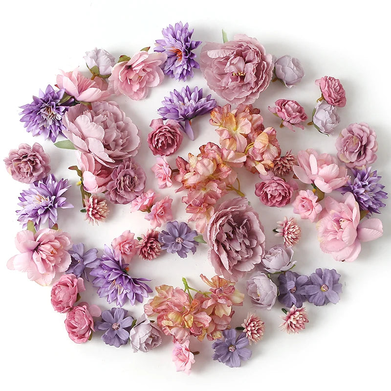 1Bag Artificial Flower Head For Home Room Wedding Decoration Handmade Craft Wreath Christmas Tree Decor 2025 Navidad Supplies