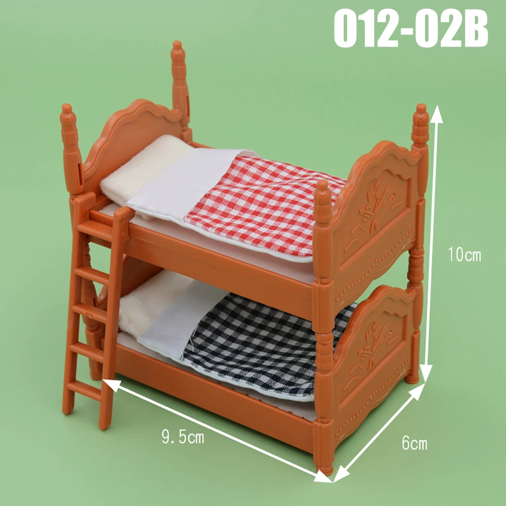 Dollhouse Furniture Kitchen Play Set Miniature Refrigerator 1:12 Mini Food Living Room Sofa Set Pretend Play  Accessores Toy