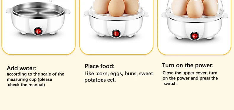 Multifunction Electric Egg Cooker Double Layers Egg Boiler Corn Milk Rapid Breakfast Cooking Egg Steamer Appliances Kitchen
