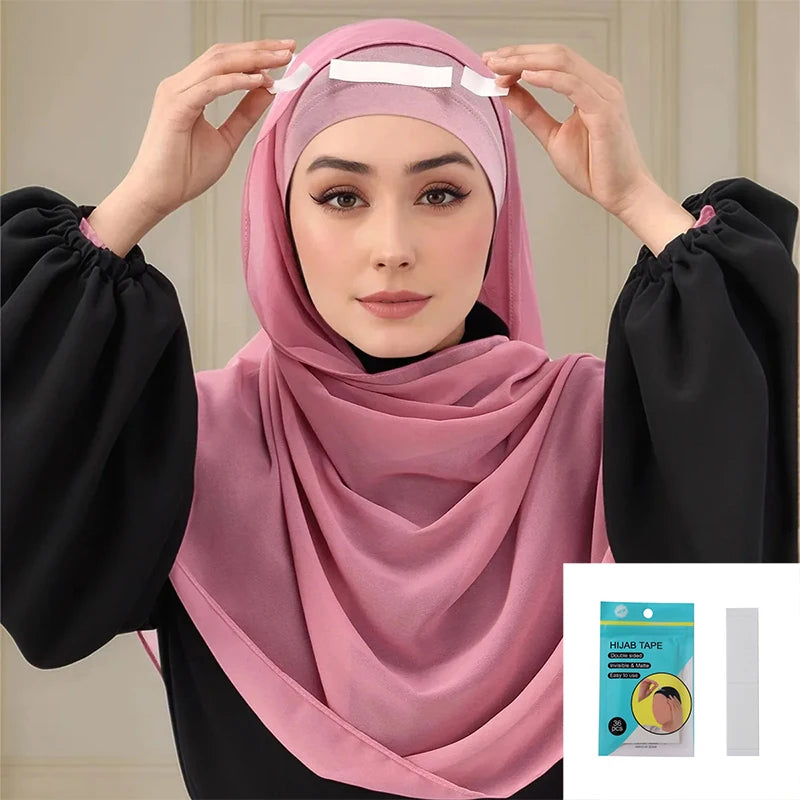 36pcs/set Hijab Tape Muslim Women Hijab Accessory Non-slip Undercap Scarf Double Sided Transparent Removeable Tape Easy to Use