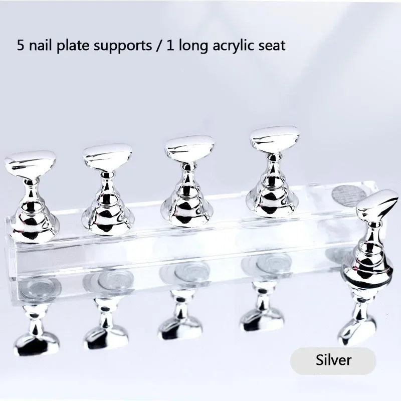 New 5pcs Magnetic Nail Stand Sample Nails Display Nail Polish Holder Nail Magnet Tips Reusable Putty MJZSJ03