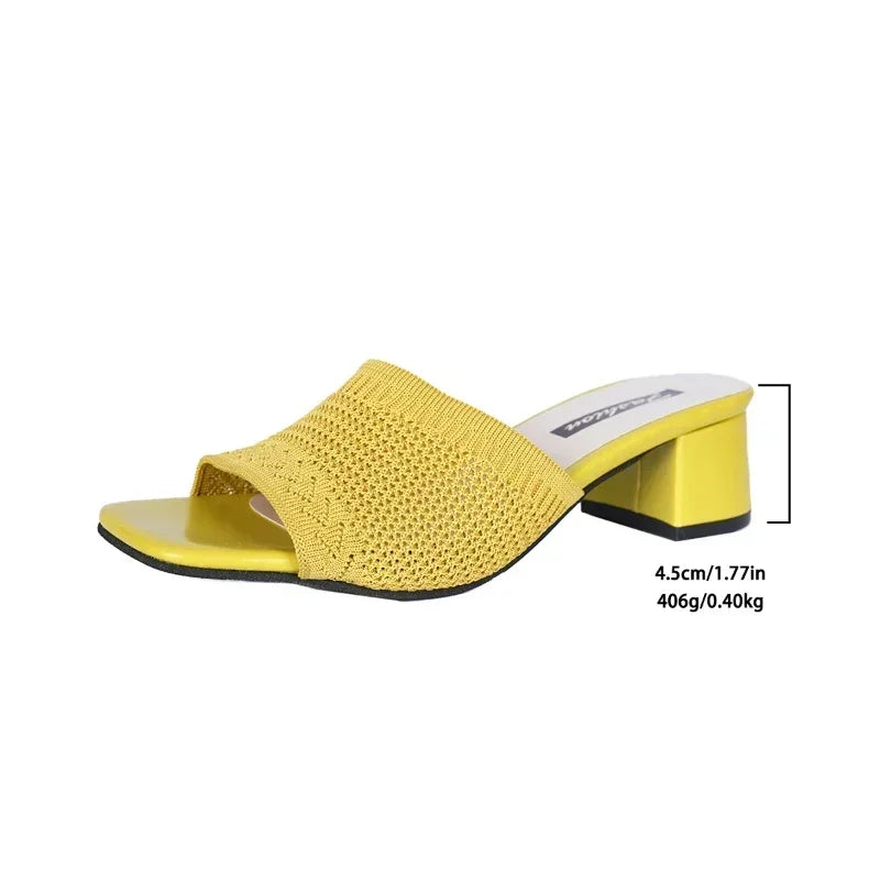 Women's Plus Size Mid Heel Slippers 2025summer New High Heels Party Shoes Comfortable Slippers Sandals Fashionable Women's Shoes