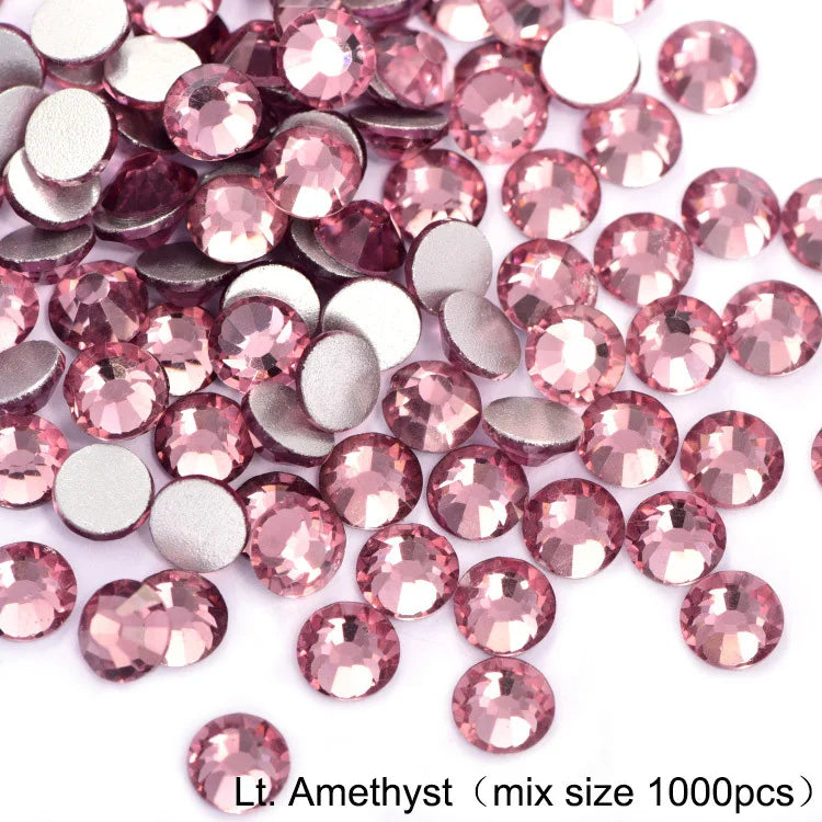 1440Pcs/Pack Flatback 3D Glass Swarovsky DIY Nails Rhinestones Art Decoration Shiny Crystal Stones Gems Manicure